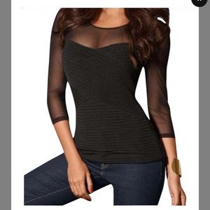 Black mesh top